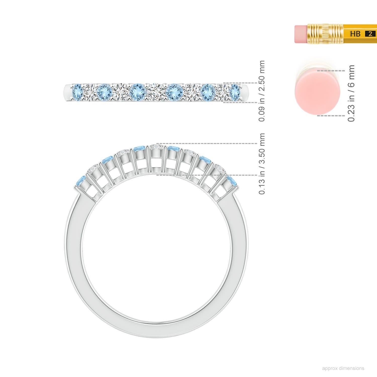 Donna Anello nuziale di eternità con acquamarina naturale e diamante Angara in oro massiccio 14 carati in vendita