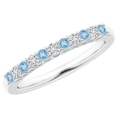 Angara Natural Aquamarine and Diamond Eternity Wedding Ring in 14K Solid Gold