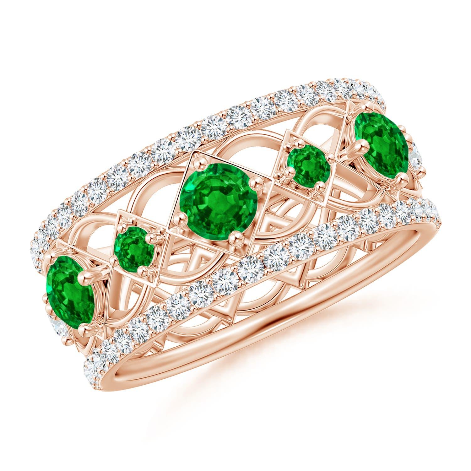 Angara Natural Art Deco inspiriert Smaragd und Diamant-Ring in 14K Solid Gold im Angebot 1