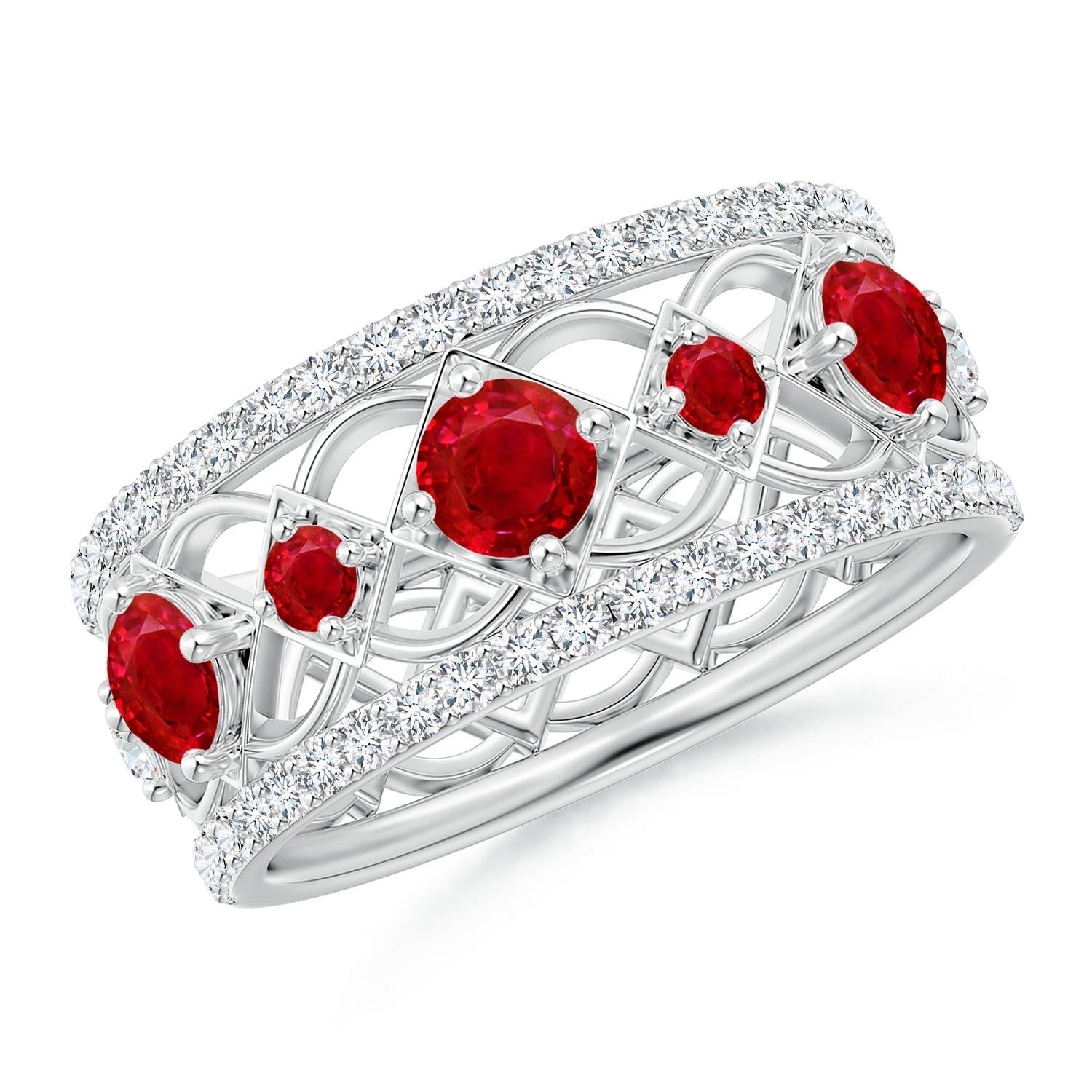 Angara Natural Art Deco inspiriert Rubin und Diamant-Ring in 14K massivem Gold im Angebot 1