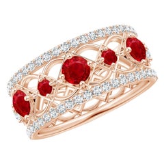 Angara Natural Art Deco inspiriert Rubin und Diamant-Ring in 14K massivem Gold
