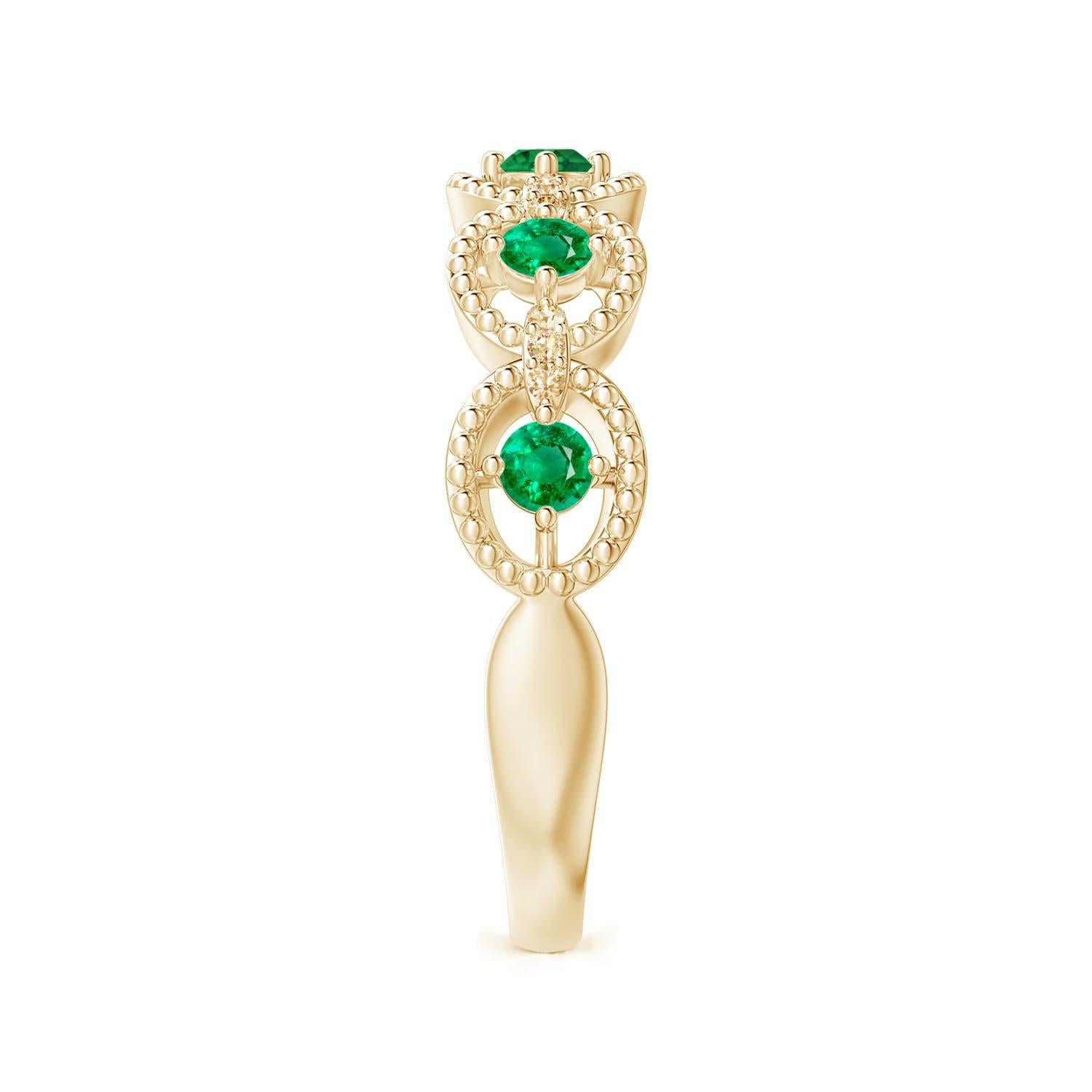 Angara natürlichen Art Deco Stil Smaragd gewellte Jahrestag Ring in 14K Gold (Moderne) im Angebot