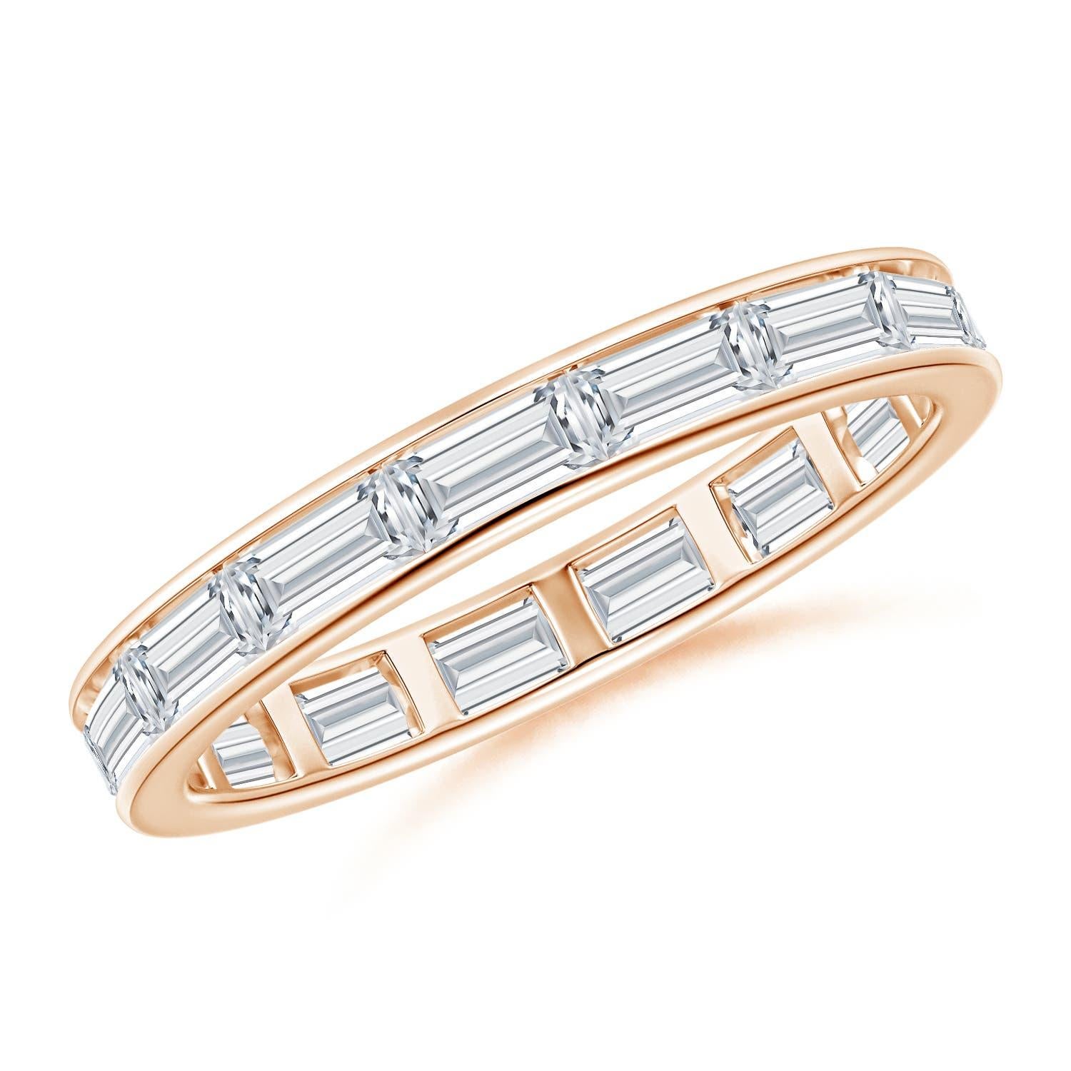 Angara natürlichen Baguette 1,65 ct Diamant Ewigkeit Ring in 14K massivem Gold im Angebot 2