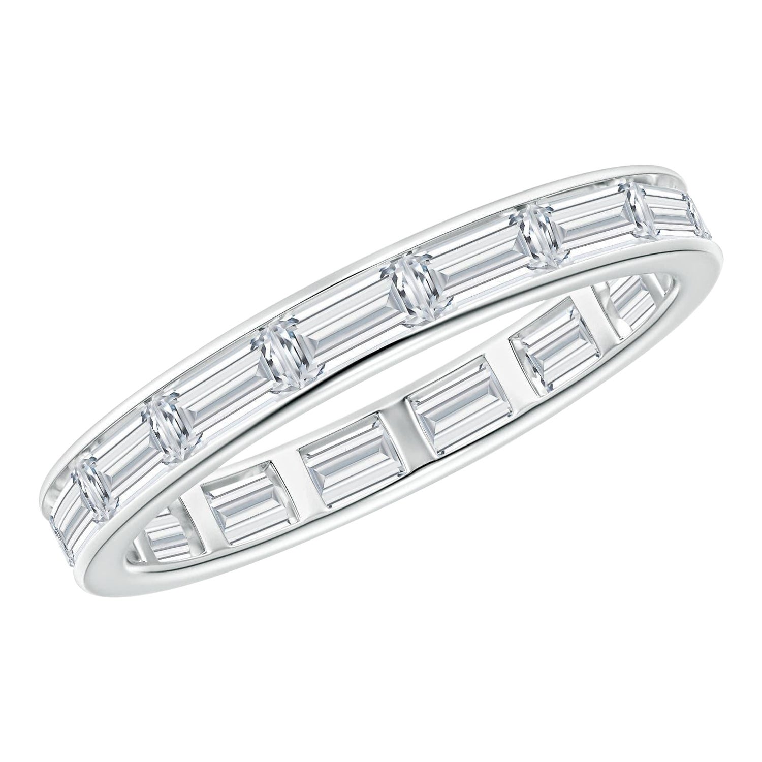 Angara natürlichen Baguette 1,65 ct Diamant Ewigkeit Ring in 14K massivem Gold