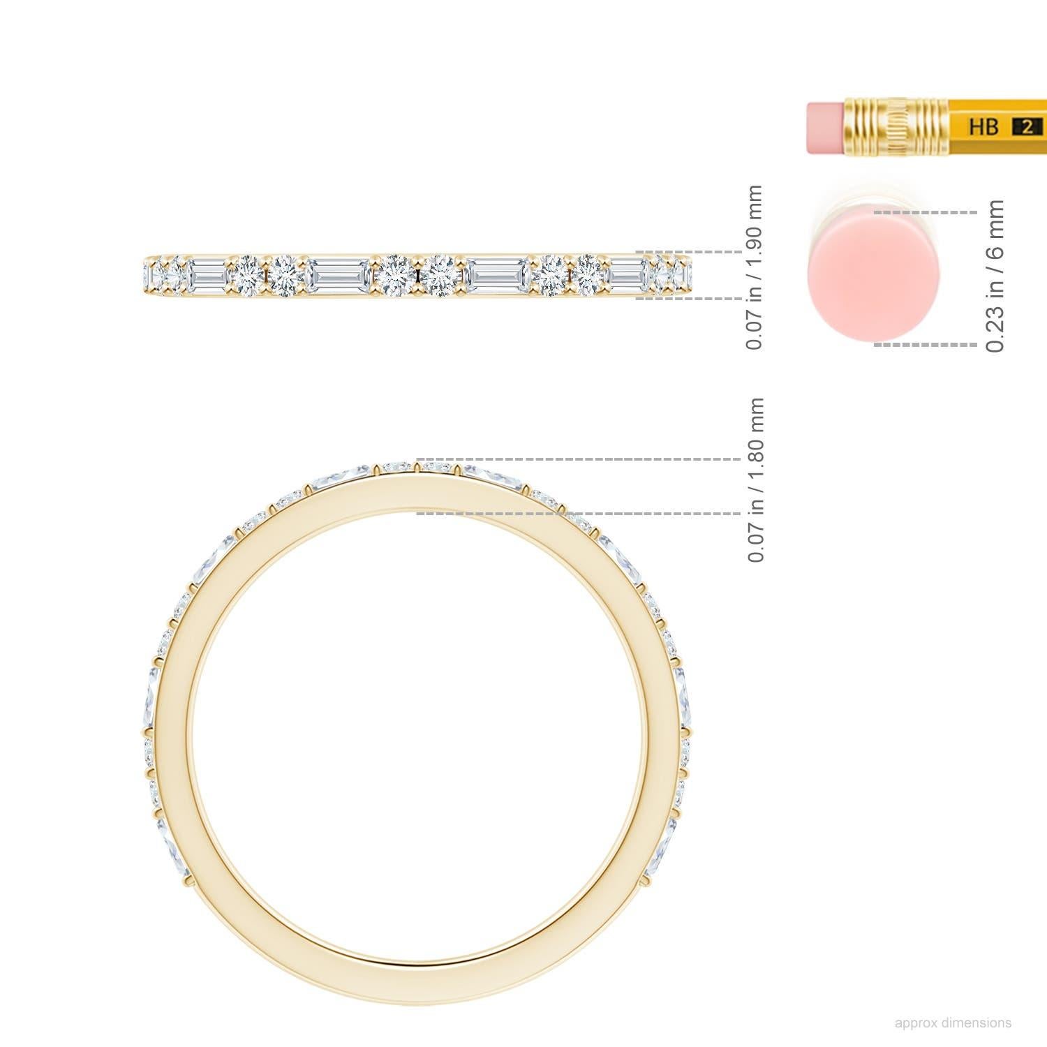 Donna Angara Anello impilabile a mezza eternità con diamanti tondi e baguette naturali in oro 14K in vendita