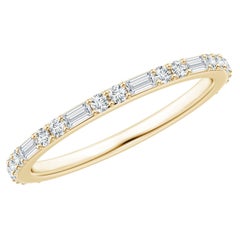 Angara Natural Baguette & Round Diamond Half Eternity Stackable Ring in 14K Gold