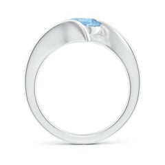 Angara Natural Bar-Set Solitaire Round 1.12ct Aquamarine Bypass Ring in 14K Gold