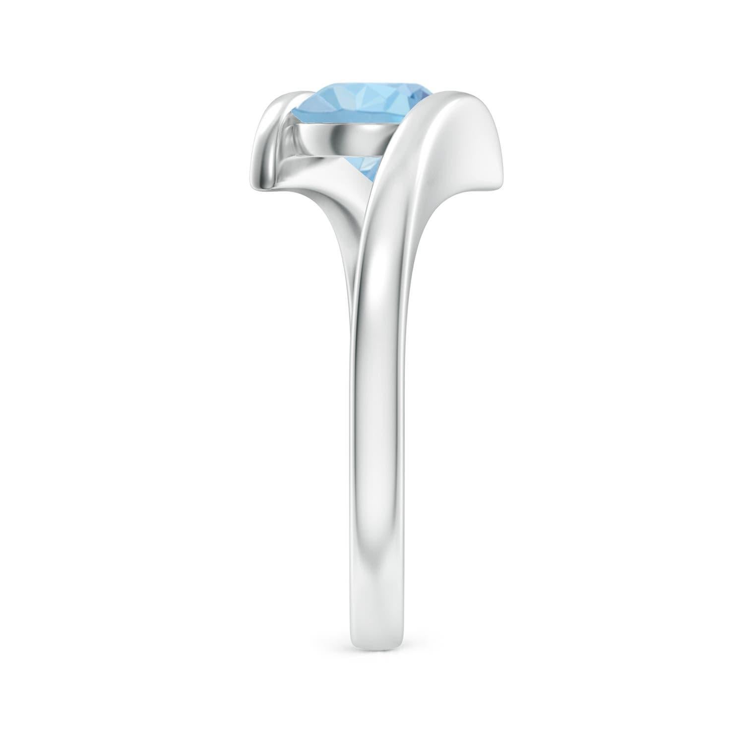 Angara natürlichen Bar-Set Solitär Runde 1,12ct Aquamarin Bypass Ring in 14K Gold im Zustand „Neu“ im Angebot in Los Angeles, CA