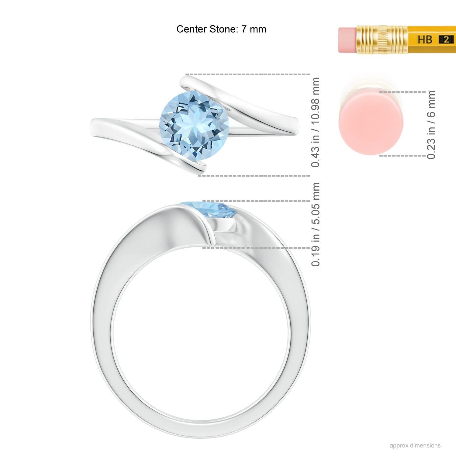 Angara natürlichen Bar-Set Solitär Runde 1,12ct Aquamarin Bypass Ring in 14K Gold im Angebot 1