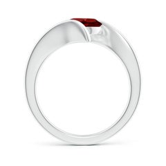 Angara Natural Bar-Set Solitaire Round 1.5 ct Garnet Bypass Ring in 14K Solid