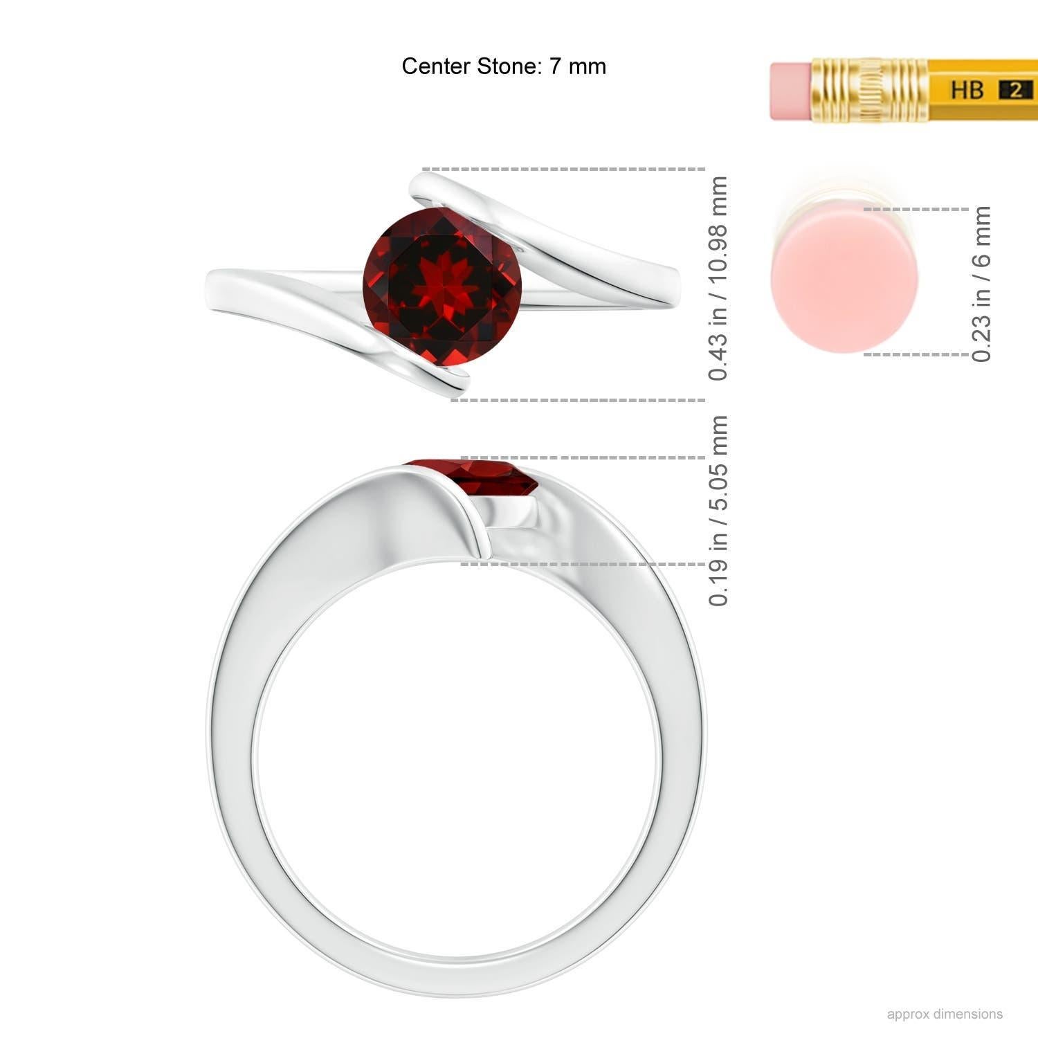 Angara Anillo Bypass con Solitario Natural en Barra Redondo 1,5 ct Granate en 14K Macizo en venta 1