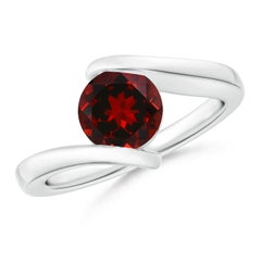 Angara Anillo Bypass con Solitario Natural en Barra Redondo 1,5 ct Granate en 14K Macizo