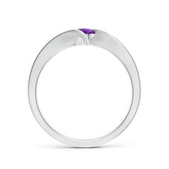 Angara Natural Bar-Set Solitaire Round Amethyst Bypass Ring in 14K Solid Gold