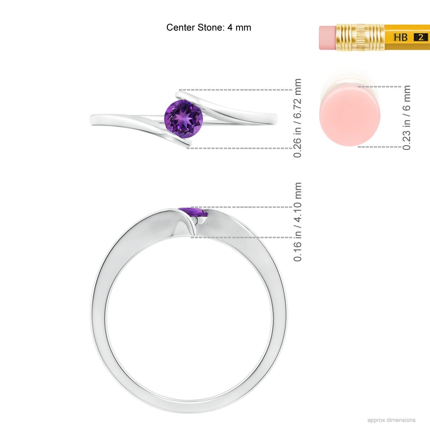Angara Anillo de oro macizo de 14 quilates con solitario natural de amatista redonda en forma de barra en Nuevo estado para la venta en Los Angeles, CA