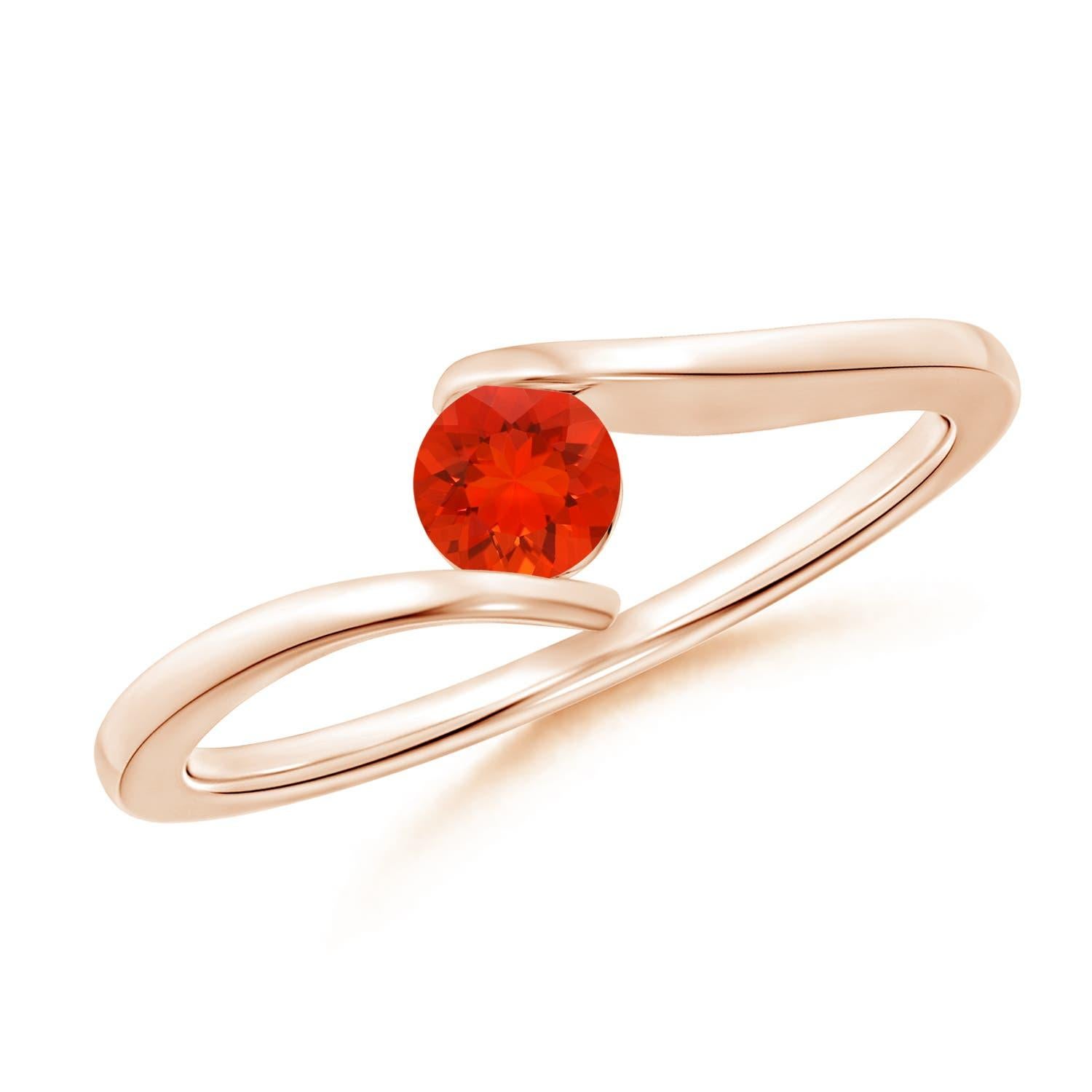 Angara natürlichen Bar-Set Solitär Runde Feuer Opal Bypass Ring in 14K massivem Gold im Angebot 1