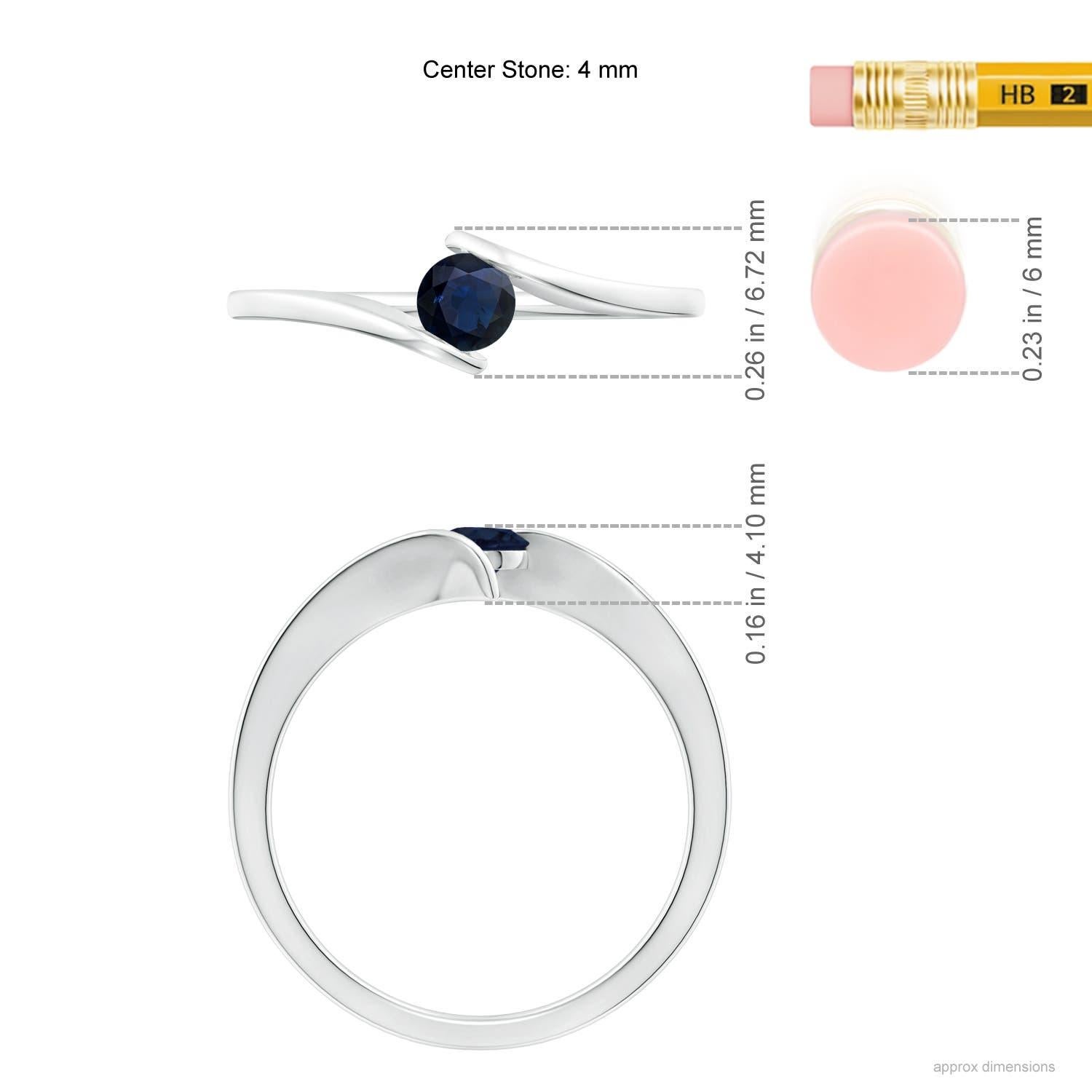Angara natürlichen Bar-Set Solitär Runde Saphir Bypass-Ring in 14K massivem Gold Damen im Angebot