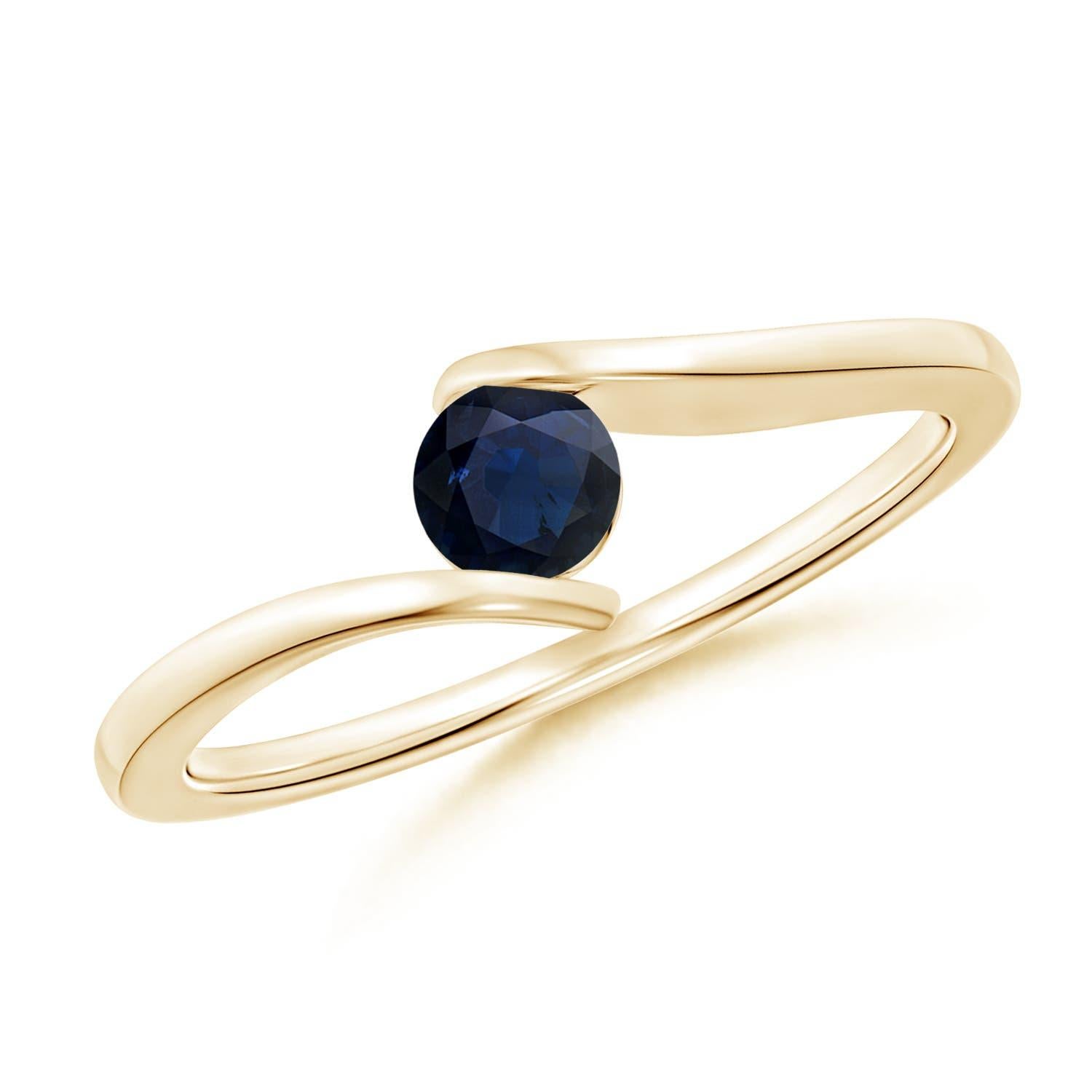 Angara natürlichen Bar-Set Solitär Runde Saphir Bypass-Ring in 14K massivem Gold im Angebot 1