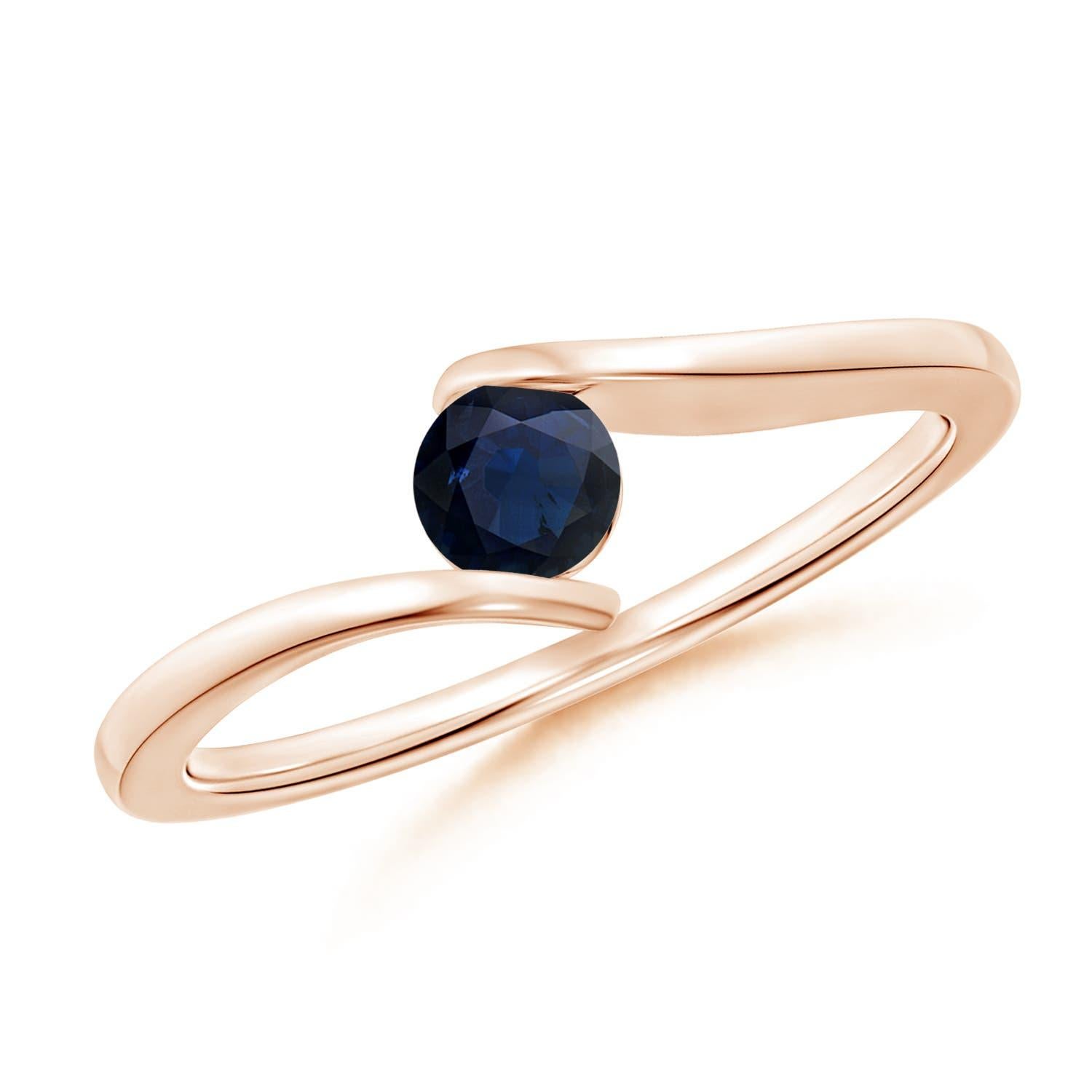 Angara natürlichen Bar-Set Solitär Runde Saphir Bypass-Ring in 14K massivem Gold im Angebot 2