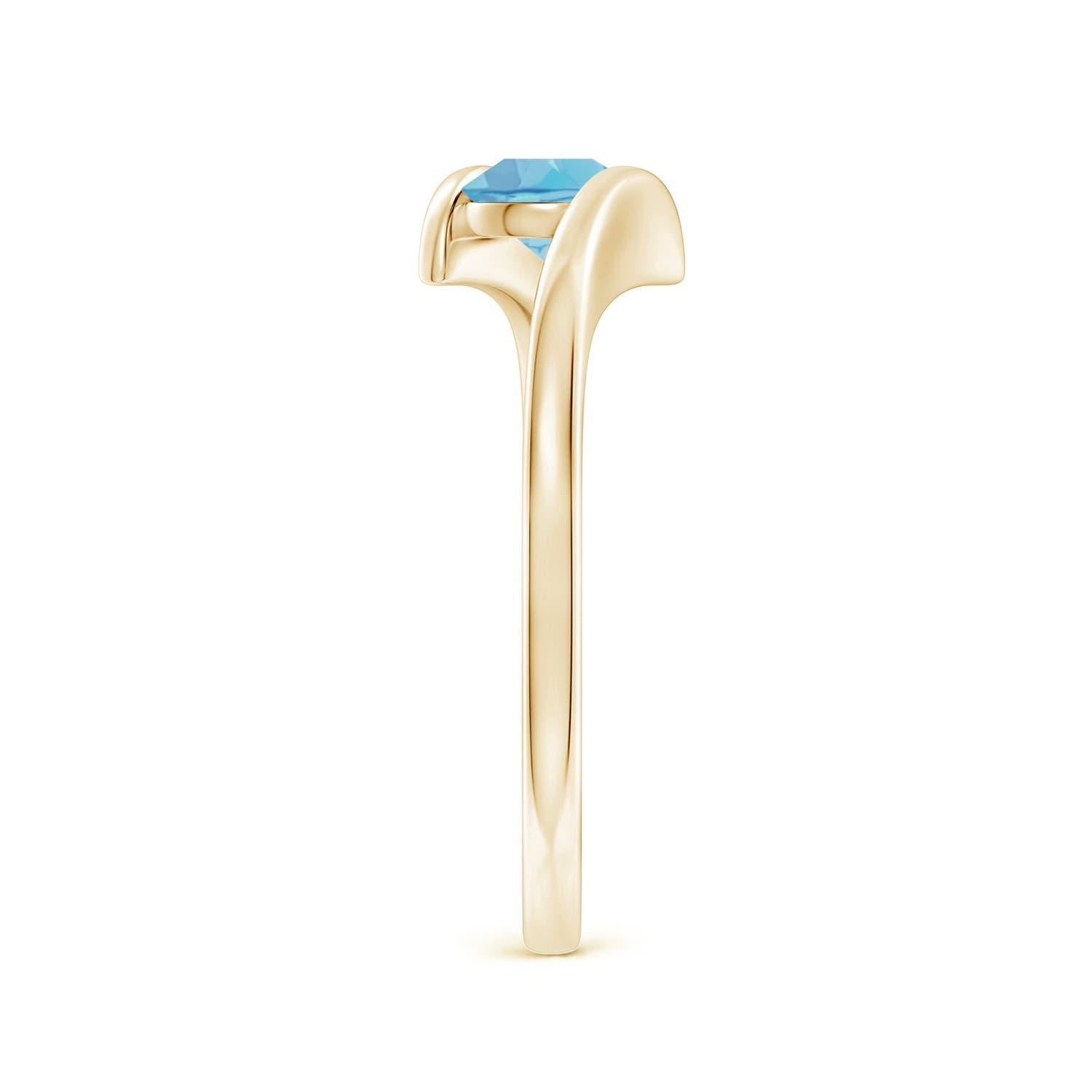 Angara Natural Bar-Set Solitär Runde Schweizer Blau Topas Bypass Ring in 14K Gold im Zustand „Neu“ im Angebot in Los Angeles, CA