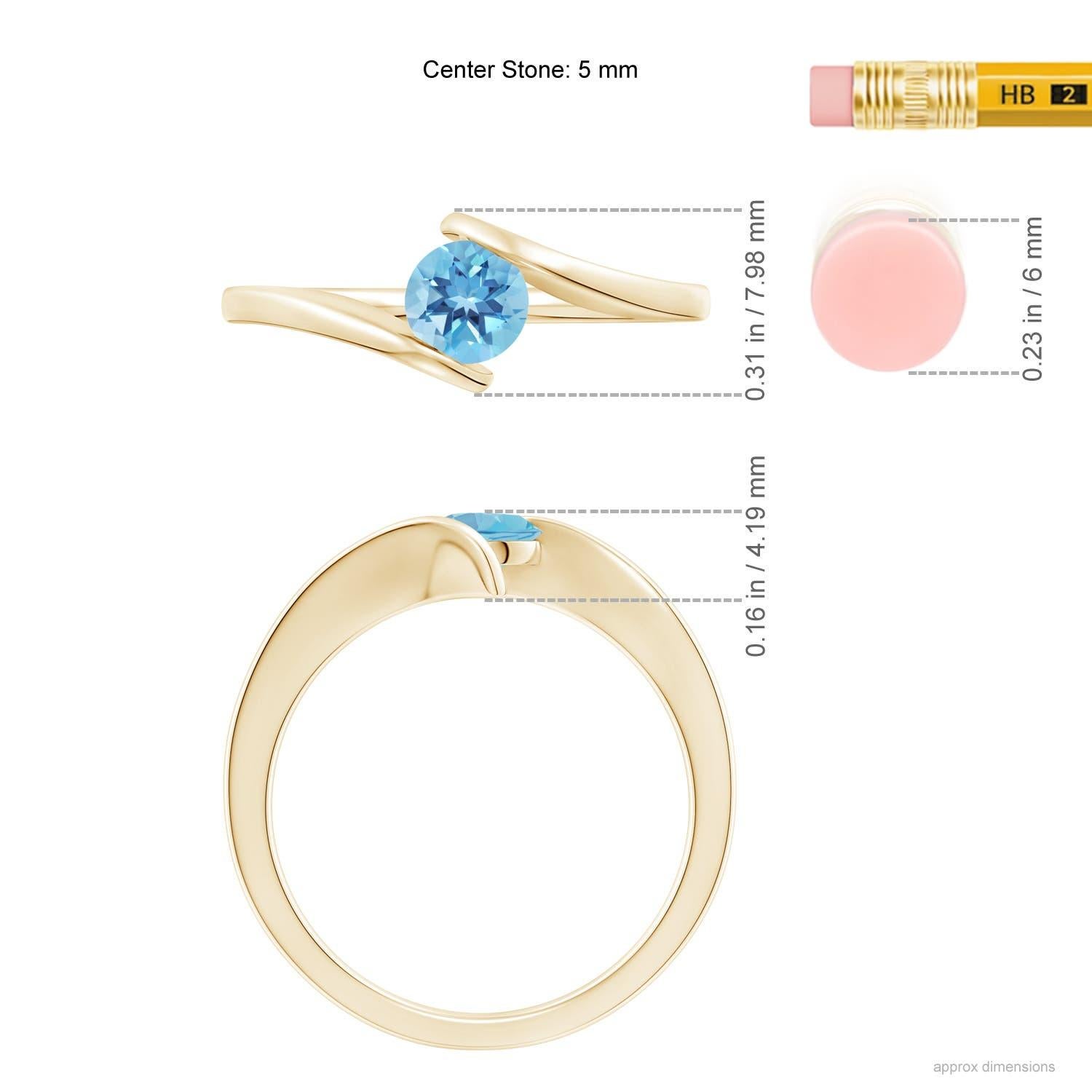 Angara Natural Bar-Set Solitär Runde Schweizer Blau Topas Bypass Ring in 14K Gold Damen im Angebot