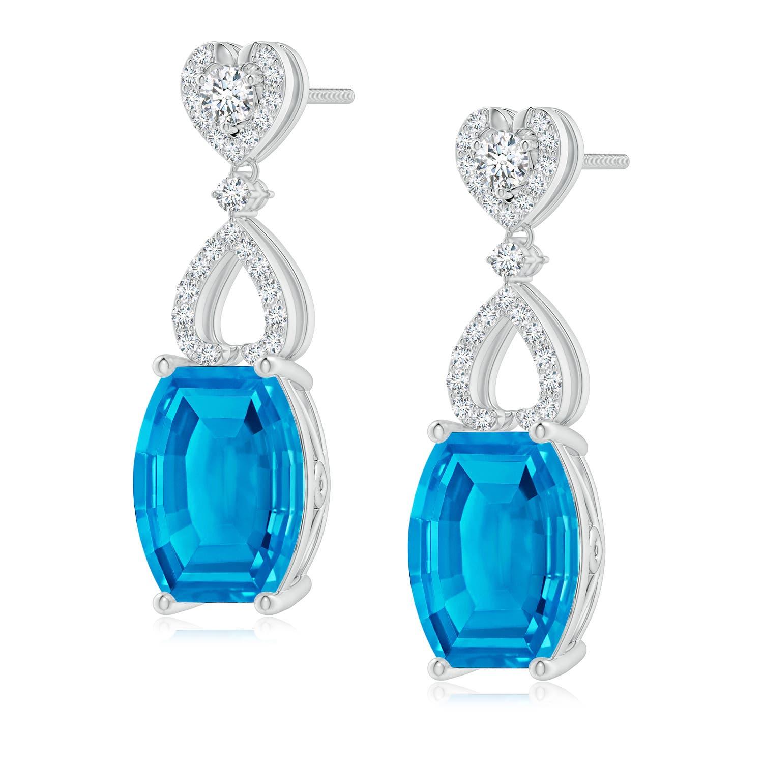 Angara Natürliche tonnenförmige 7 kt Schweizer Blautopas Ohrringe in 14K Gold Damen im Angebot