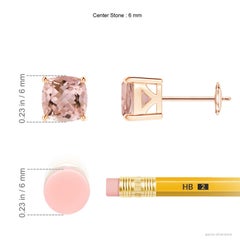 Angara Natural Basket-Set Cushion 1.5 ct Morganite Stud Earrings in 14K Gold
