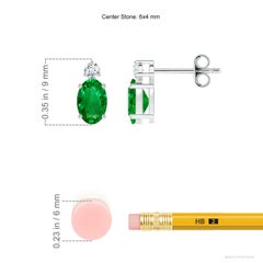 Angara 14K Solid Gold Oval Emerald Stud Earrings with Diamonds, 0.8 Carats