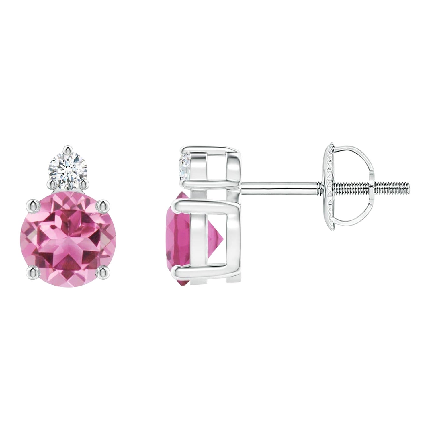 Angara - Boucles d
oreilles en or 14 carats serties de tourmaline rose et de diamants
