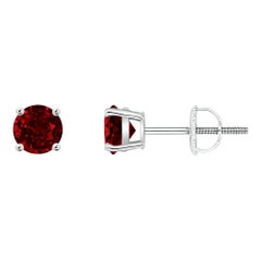 ANGARA Natural Basket-Set Round 0.68ct  Ruby Studs in Platinum for Women