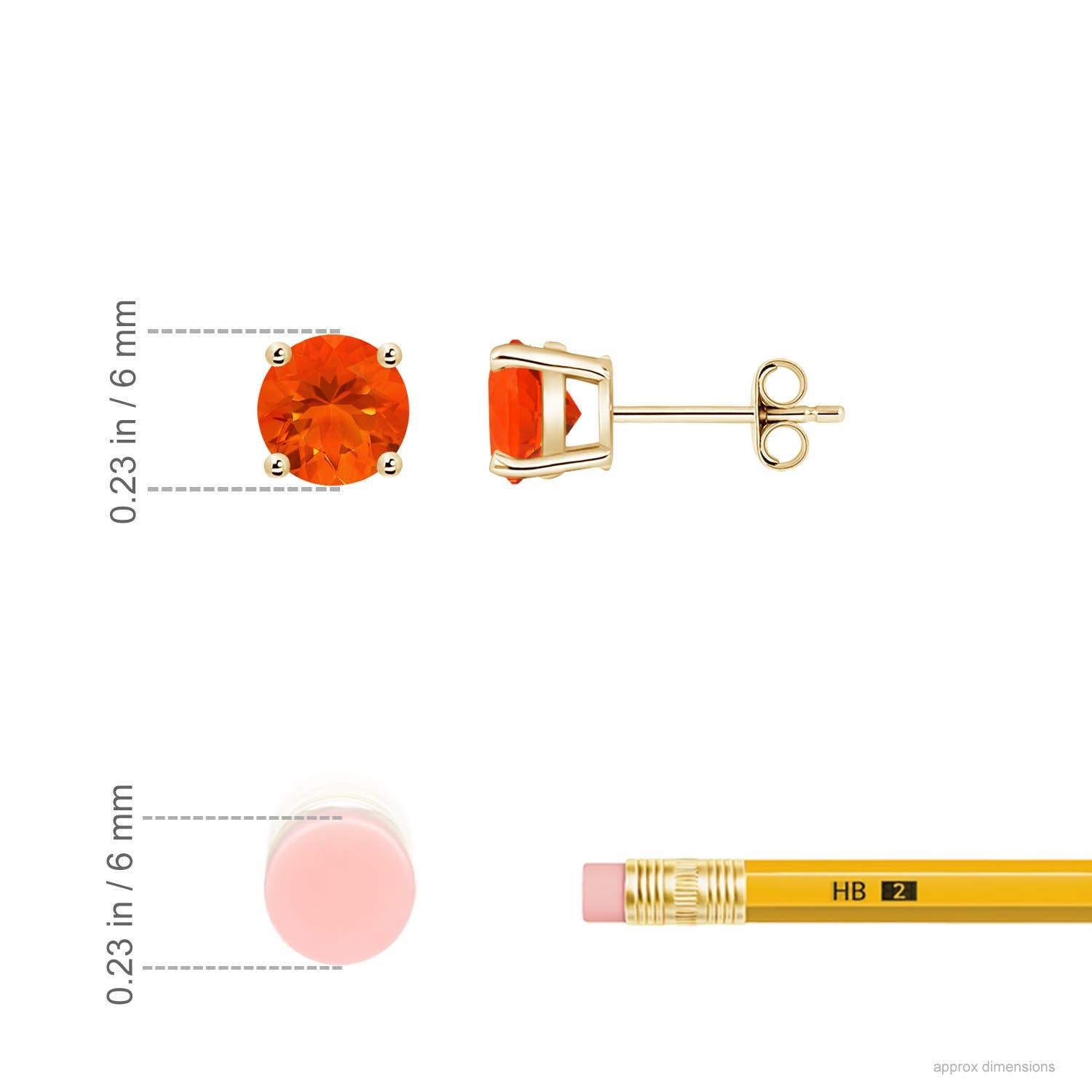 Round Cut Angara Natural Basket-Set Round 1.1ct Fire Opal Stud in 14K Solid Gold for Women For Sale