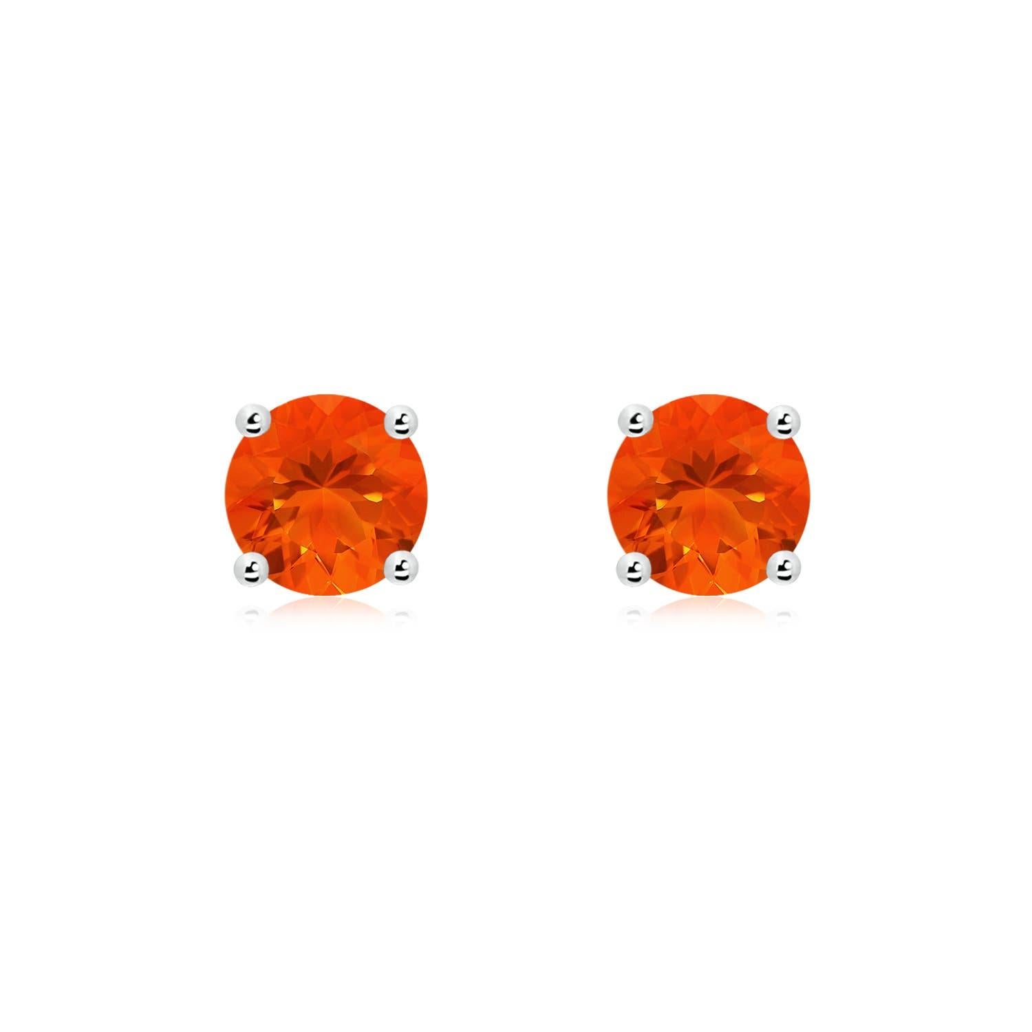 Women's Angara Natural Basket-Set Round 1.1ct Fire Opal Stud in 14K Solid Gold for Women For Sale