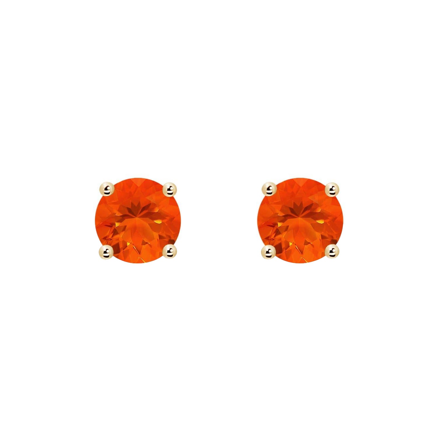 Angara Natural Basket-Set Round 1.1ct Fire Opal Stud en or massif 14K pour femmes