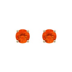 Angara Natural Basket-Set Round 1.1ct Fire Opal Stud en or massif 14K pour femmes
