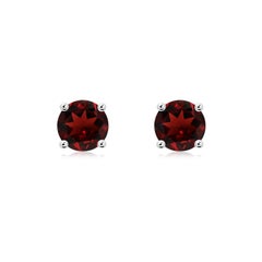 Angara Natural Basket-Set Round 2 ct Garnet Studs in 14K Solid Gold for Women