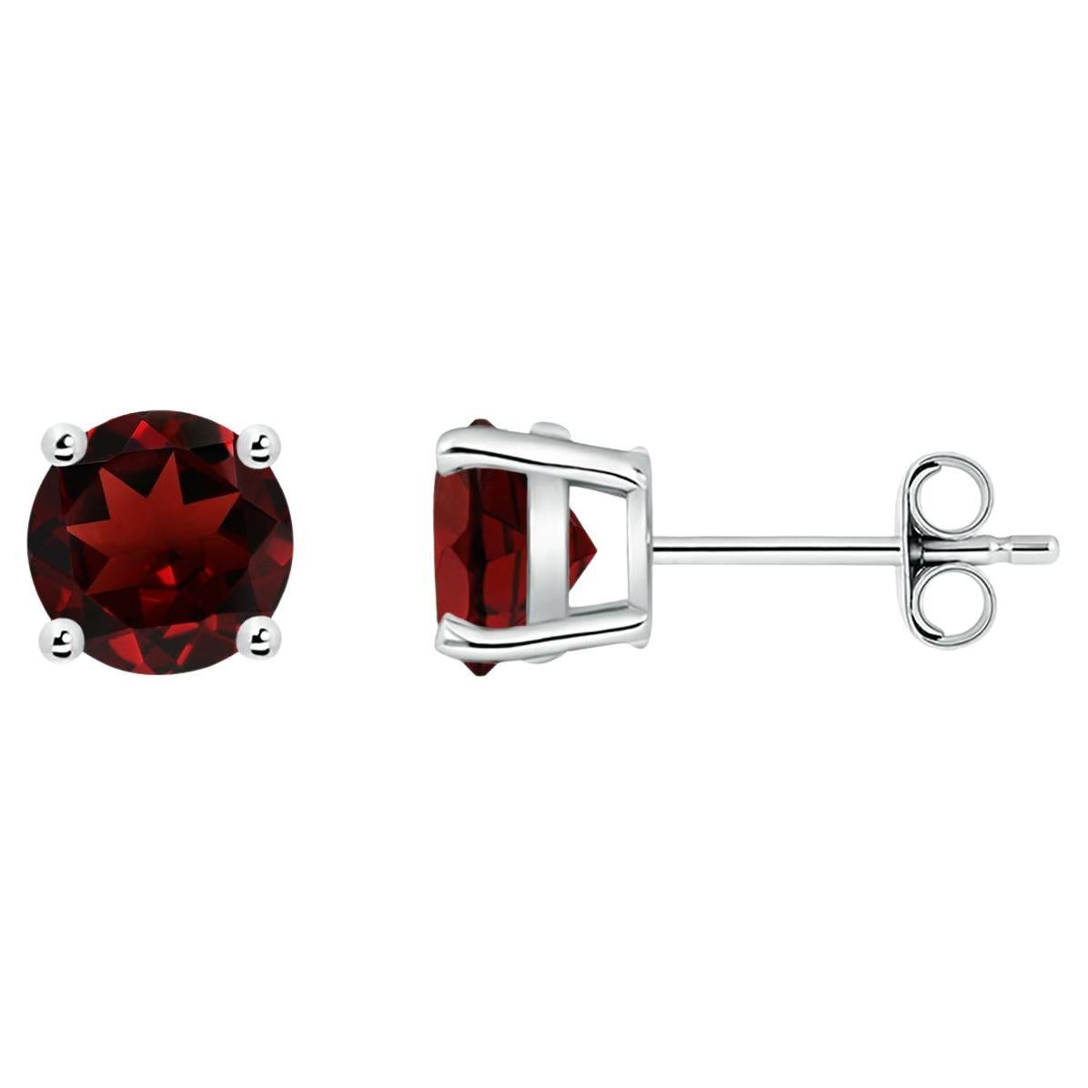 Angara Natural Basket-Set Round 2 ct Garnet Studs in 14K Solid Gold for Women