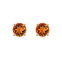 Angara Natural Basket-Set Round 2.5 ct Citrine Studs in 14K Solid Gold for Women