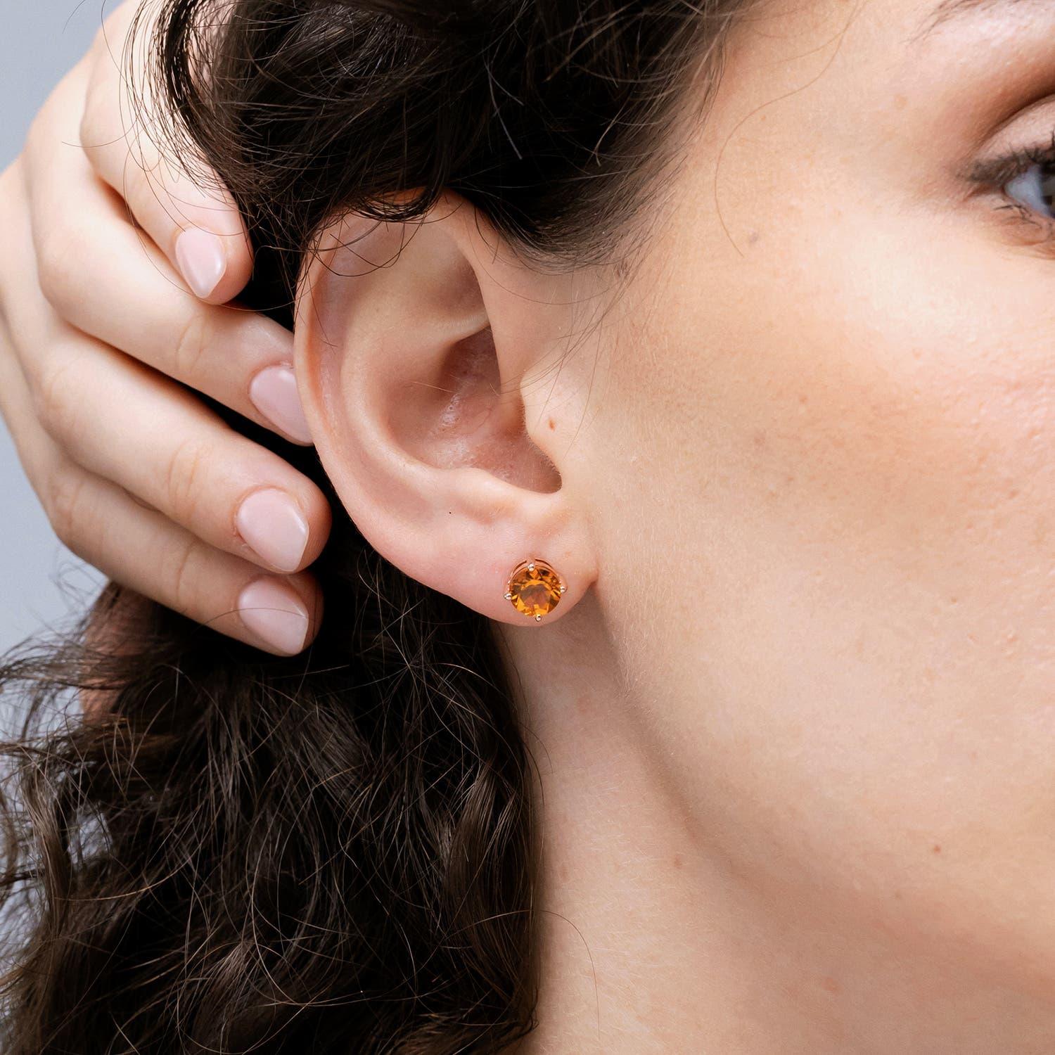 Moderno Angara - Borchie di Citrino rotonde da 2,5 ct in oro massiccio 14K per donna in vendita