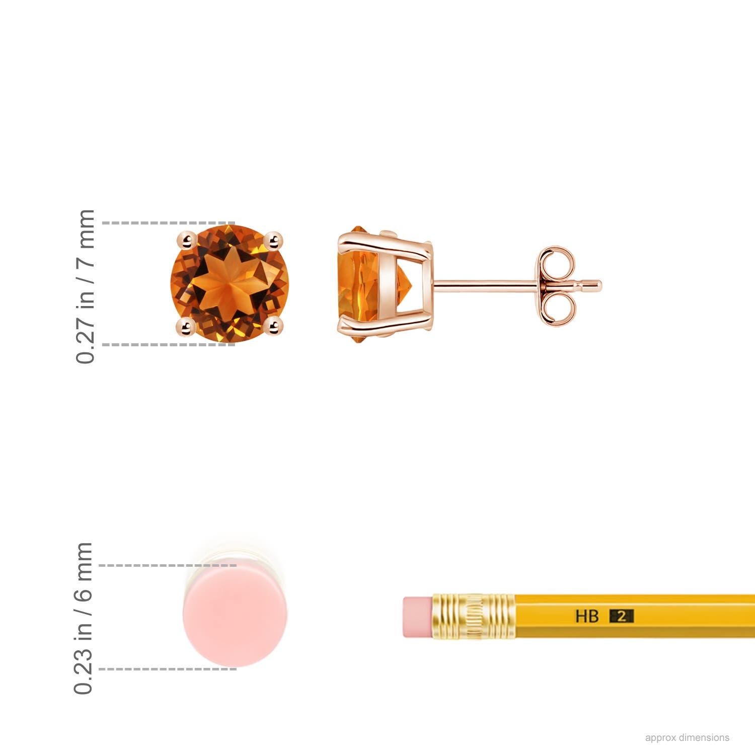 Taglio rotondo Angara - Borchie di Citrino rotonde da 2,5 ct in oro massiccio 14K per donna in vendita
