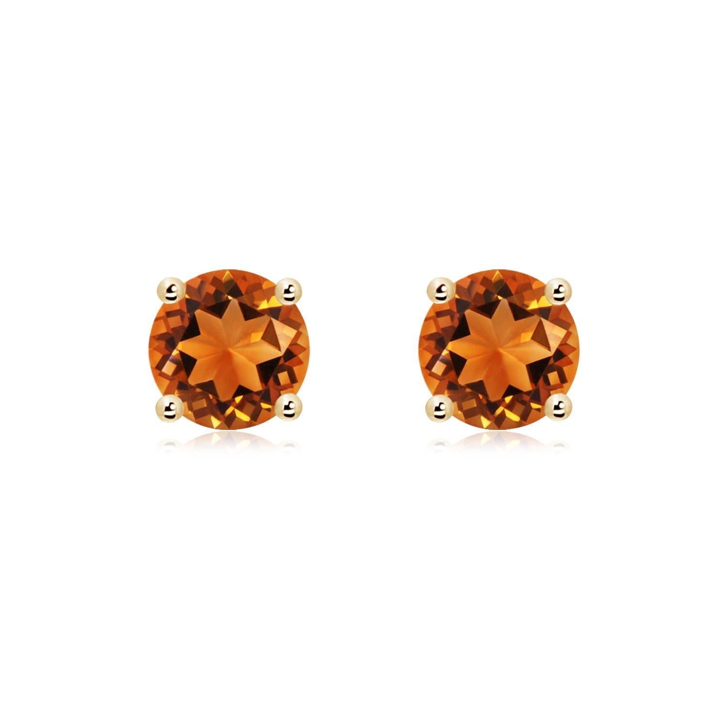 Donna Angara - Borchie di Citrino rotonde da 2,5 ct in oro massiccio 14K per donna in vendita