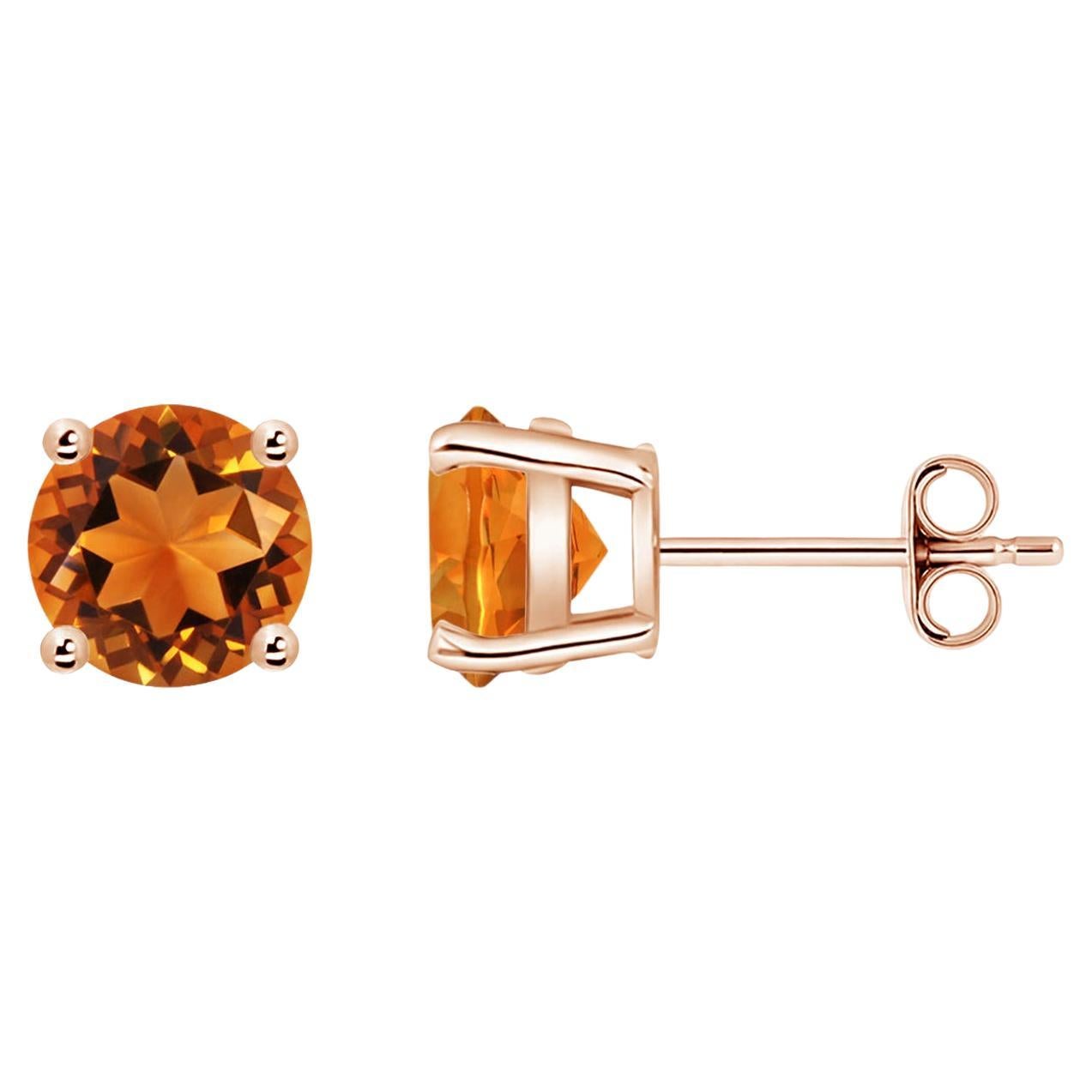 Angara - Borchie di Citrino rotonde da 2,5 ct in oro massiccio 14K per donna in vendita