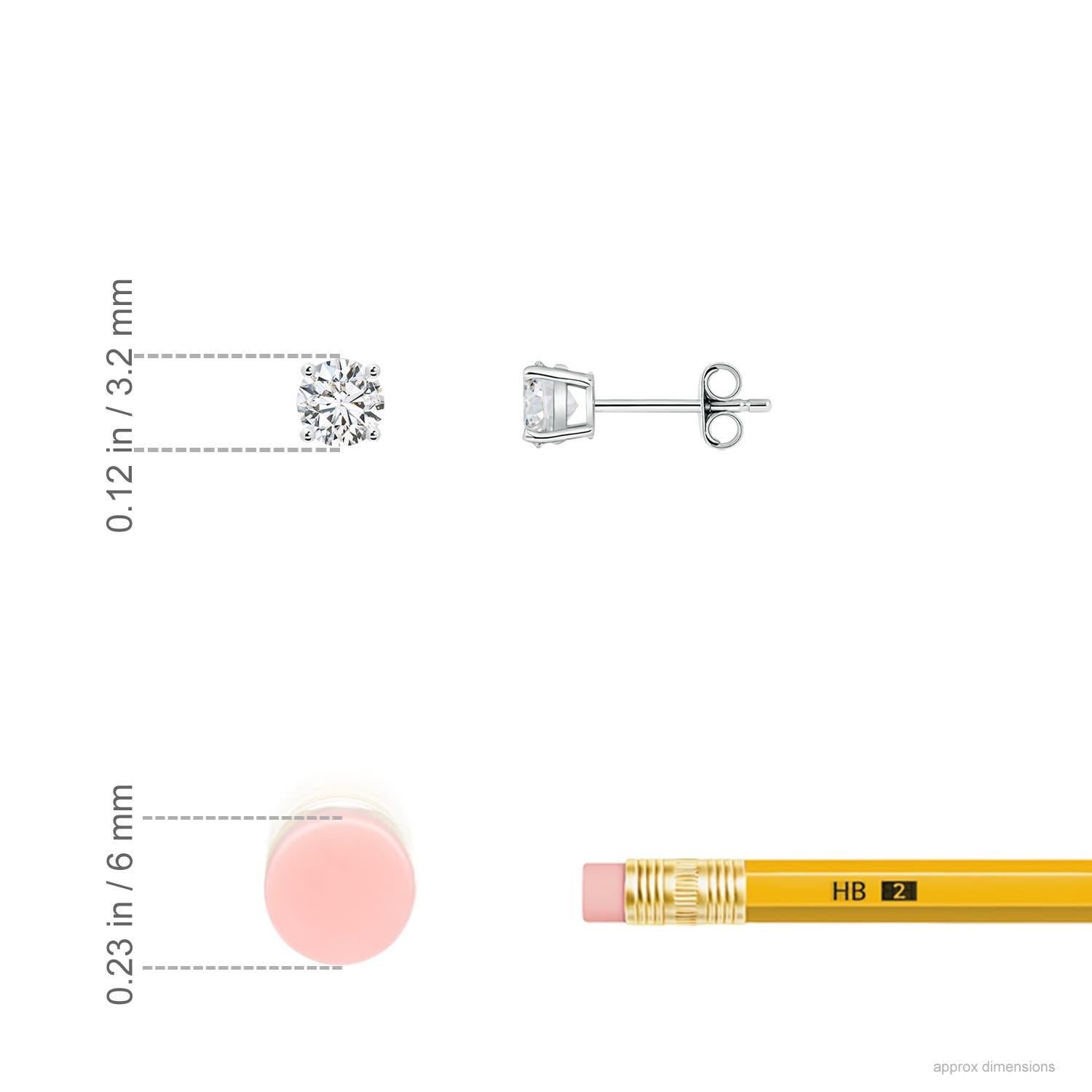 Angara - Boucles d'oreilles en or massif 14 carats avec solitaire en diamant serti en corbeille Neuf - En vente à Los Angeles, CA
