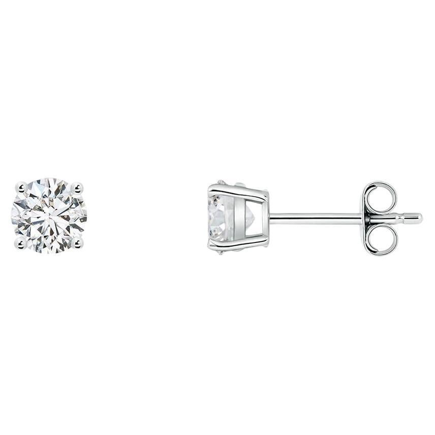Angara - Boucles d'oreilles en or massif 14 carats avec solitaire en diamant serti en corbeille