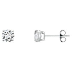 Angara - Boucles d'oreilles en or massif 14 carats avec solitaire en diamant serti en corbeille