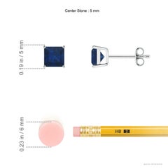 Angara Natural Basket-Set Square 1.3 ct Blue Sapphire Stud Earrings in 14K Gold