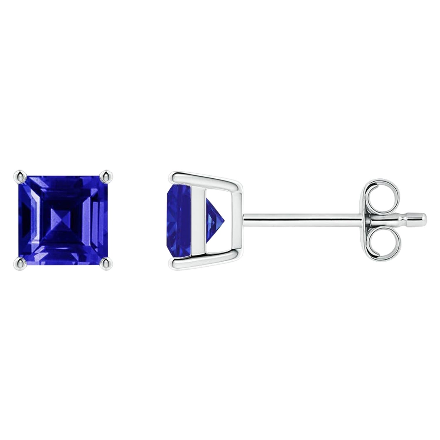 Angara Natural Basket-Set Square 1.5ct Tanzanite Stud Ears in 14K Solid Gold