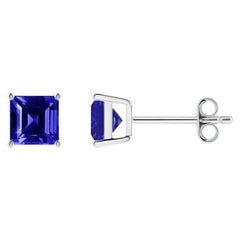 Angara Natural Basket-Set Square 1.5ct Tanzanite Stud Earrings in 14K Solid Gold