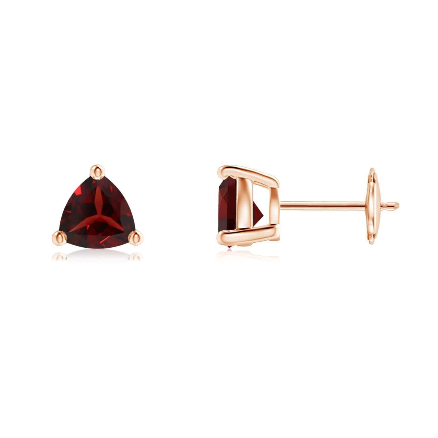 Donna Angara Natural Basket-Set Trillion 1.7 ct Garnet Stud Earrings in 14K Solid Gold in vendita