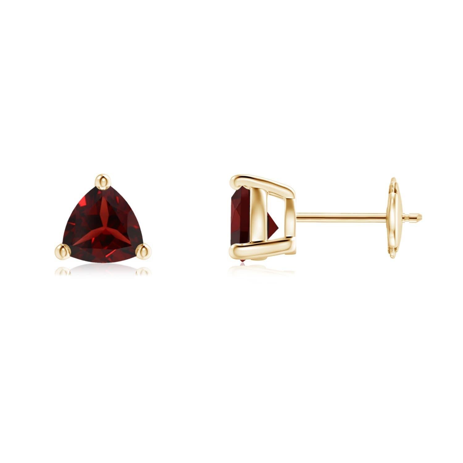 Angara Natural Basket-Set Trillion 1.7 ct Garnet Stud Earrings in 14K Solid Gold in vendita 1