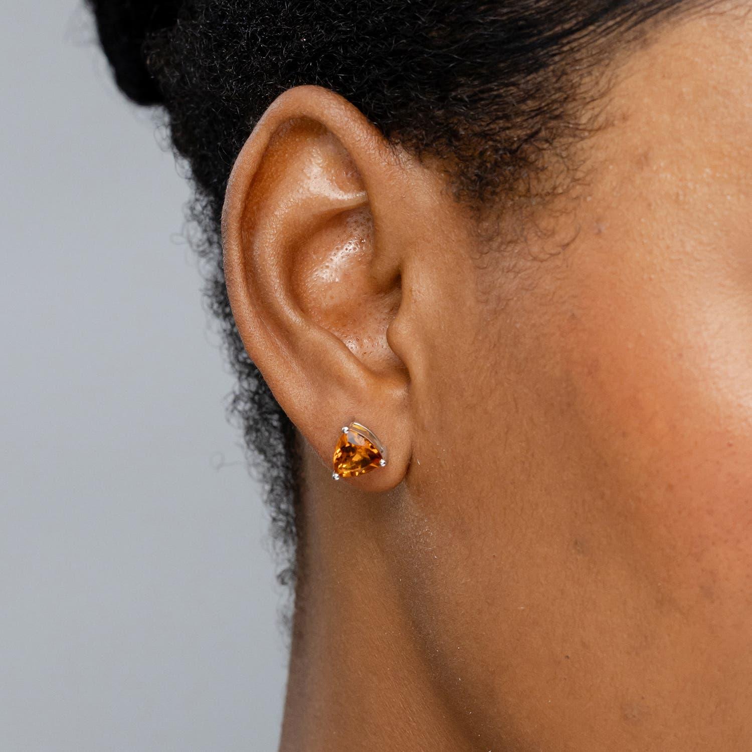 Moderne Angara - Boucles d'oreilles en or massif 14 carats avec citrine de 2,8 carats sertie de trillions naturels en vente