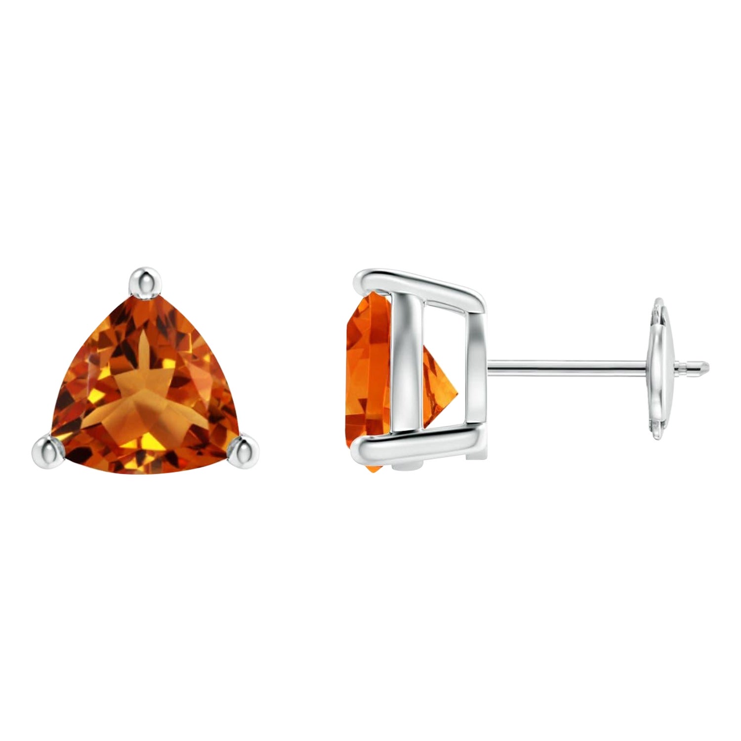 Angara Natural Basket-Set Trillion 2.8ct Citrine Stud Earrings in 14K Solid Gold
